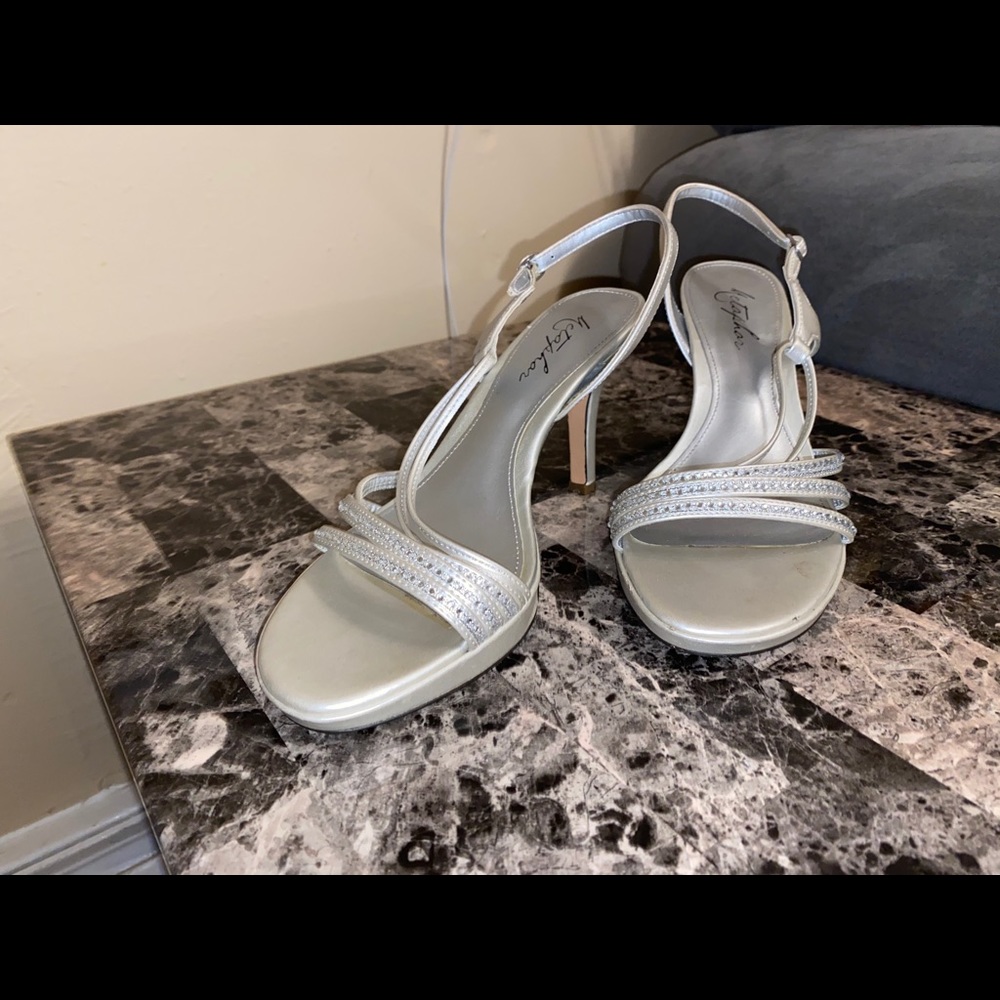 Silver heel sandals